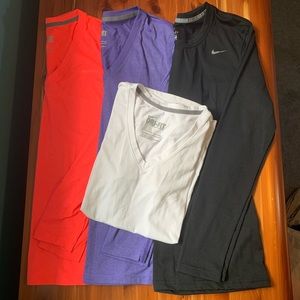 Nike Dri- Fit tops! 3 long sleeve, 1 short sleeve